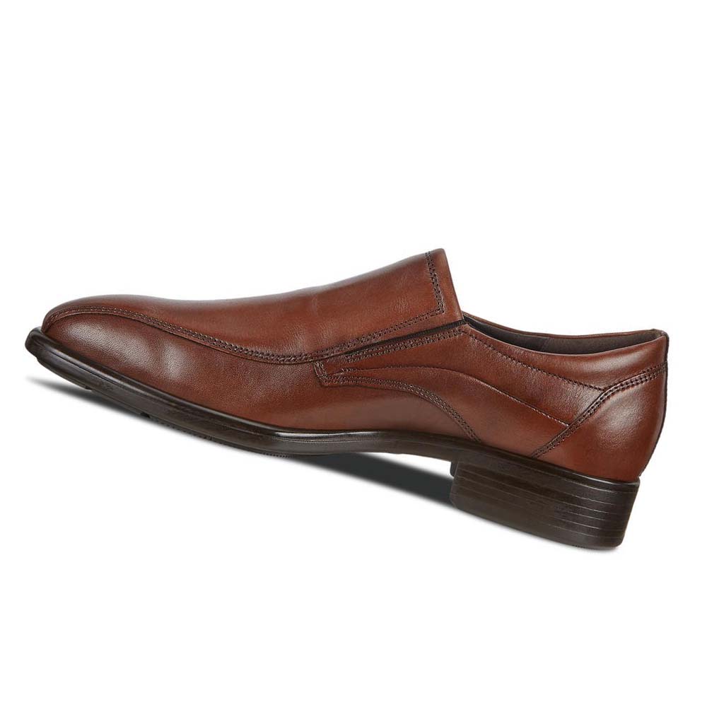 Men's Ecco Citytray Bike Toe Slip-on Dress Shoes Brown | USA 507MQZ